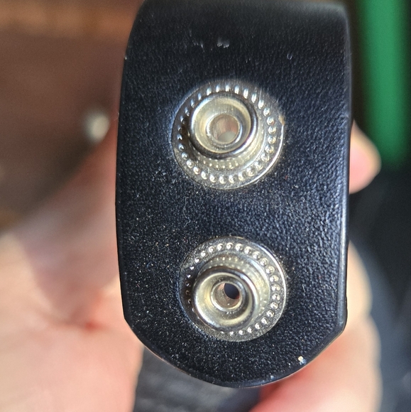 Silver Chain ring attached Bracelet Black leather snap - Picture 7 of 7